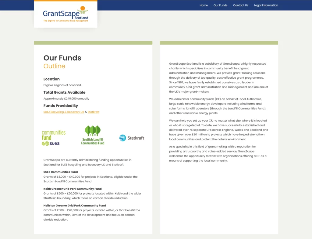 Grantscape Scotland Our Funds page